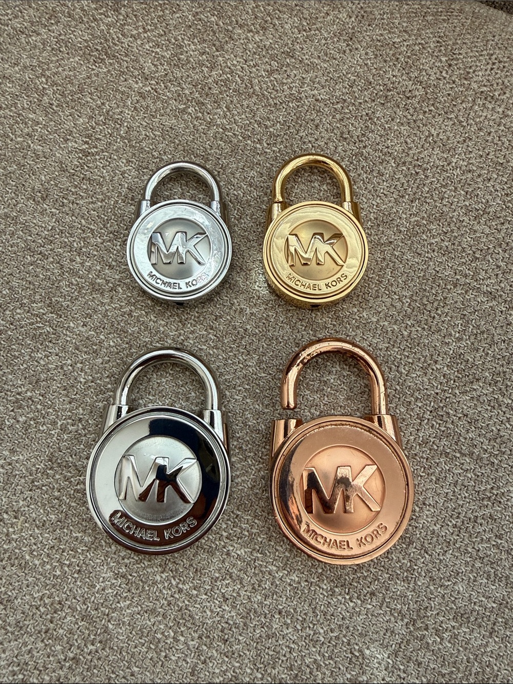 Michael Kors Padlock Key Charms in Silver, Gold and Rose Gold